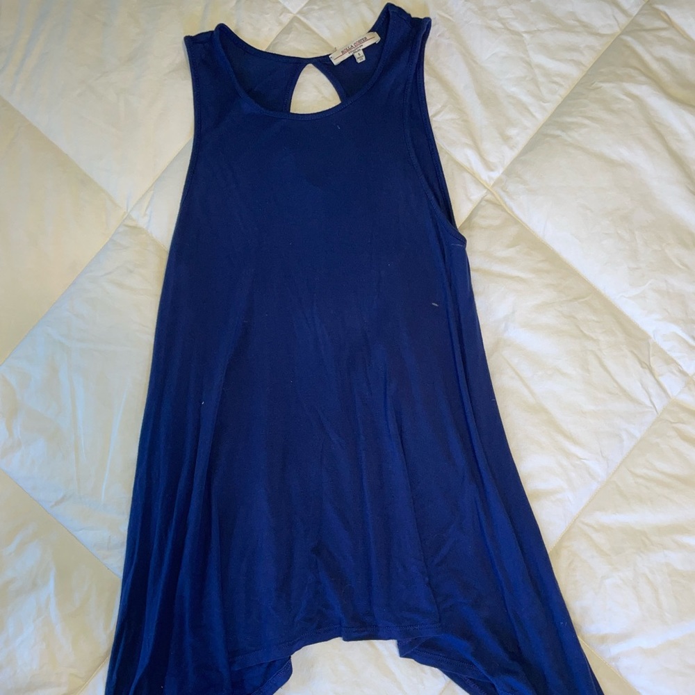Very soft, blue t shirt dress with cut out back SIZE S